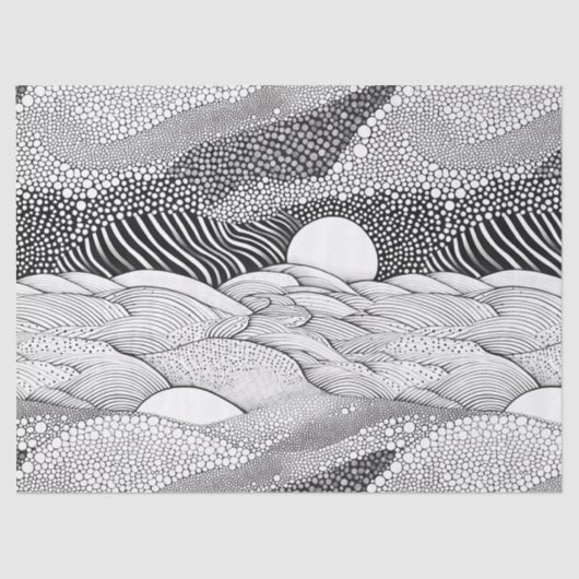Abstract Black and White Geometric Doodle (7) 薄葉紙 (正面)