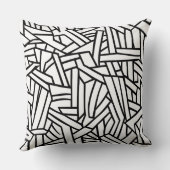 Abstract Black and White Geometric Line Pattern クッション (裏面)