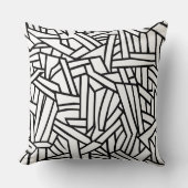 Abstract Black and White Geometric Line Pattern クッション (正面)