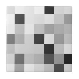 Abstract Black and White Pixelated Mosaic Grid タイル