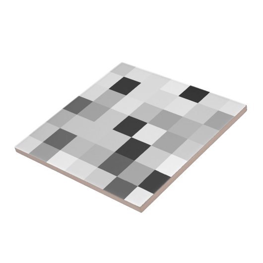 Abstract Black and White Pixelated Mosaic Grid タイル (側面)