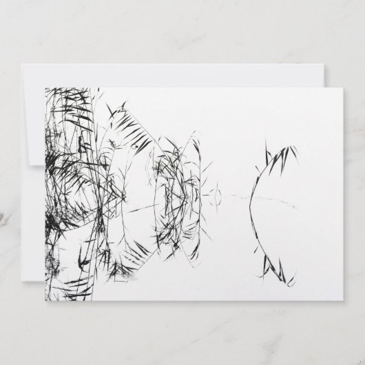 Abstract Black and White Reeds Water Reflections サンキューカード (正面)
