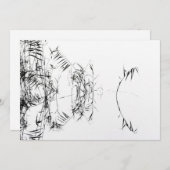 Abstract Black and White Reeds Water Reflections サンキューカード (正面/裏面)