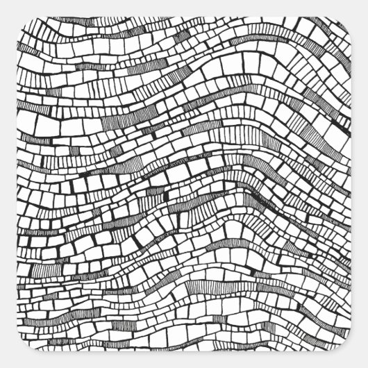 Abstract Black and White Shapes Design スクエアシール (正面)
