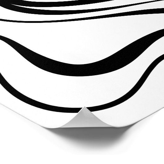 Abstract Black and White Wavy Lines Poster ポスター (角)