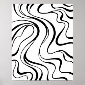 Abstract Black and White Wavy Lines Poster ポスター (正面)
