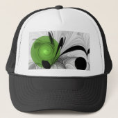 Abstract Black and White with Green Fractal Art キャップ (正面)