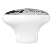 Abstract Black and White with Green Fractal Art セラミックノブ (側面)