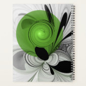 Abstract Black and White with Green Fractal Art プランナー手帳 (裏面)