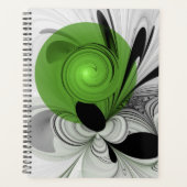 Abstract Black and White with Green Fractal Art プランナー手帳 (正面)