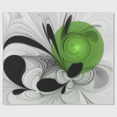 Abstract Black and White with Green Fractal Art ラッピングペーパー (フラット)