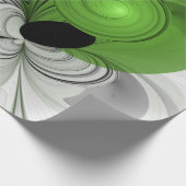 Abstract Black and White with Green Fractal Art ラッピングペーパー (角)