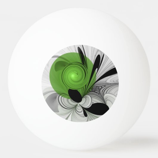 Abstract Black and White with Green Fractal Art 卓球ボール (正面)