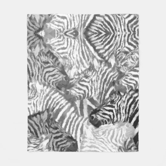Abstract Black and White Zebra Art フリースブランケット (正面)