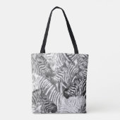 Abstract Black and White Zebra Art Monogram トートバッグ (裏面)