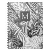 Abstract Black and White Zebra Art Monogram ノートブック (正面)