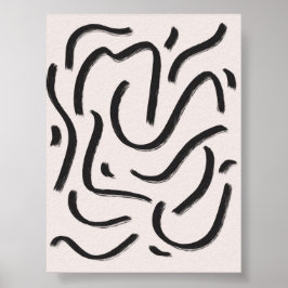Abstract Black Brush Strokes ポスター