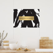 Abstract Black Brushstrokes Poster ポスター (キッチン)