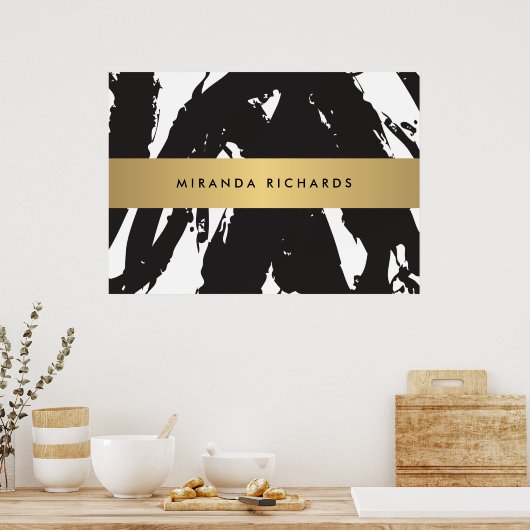 Abstract Black Brushstrokes Poster II ポスター (キッチン)