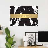 Abstract Black Brushstrokes Poster II ポスター (ホームオフィス)