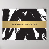 Abstract Black Brushstrokes Poster II ポスター (正面)