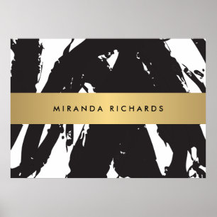 Abstract Black Brushstrokes Poster II ポスター