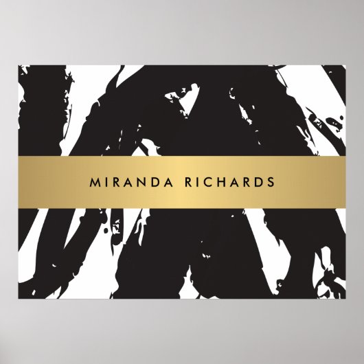 Abstract Black Brushstrokes Poster II ポスター (正面)