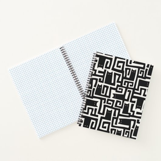 Abstract Black Cat Pattern Notebook Journal ノートブック (内部)