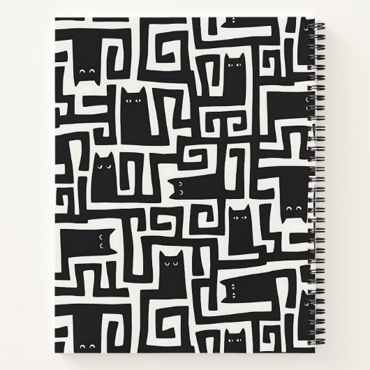 Abstract Black Cat Pattern Notebook Journal ノートブック (裏面)