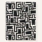 Abstract Black Cat Pattern Notebook Journal ノートブック (正面)