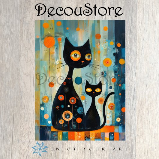 Abstract Black Cats Decoupage 薄葉紙