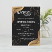 Abstract Black Gold 30th Birthday Invitation 招待状 (スタンド正面)