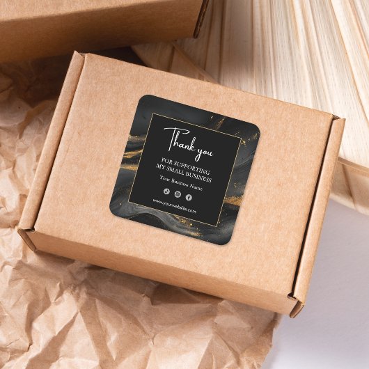 Abstract Black Gold Business Sticker スクエアシール