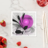 Abstract Black Gray With Magenta Fractal Art スタンダードカクテルナプキン (インサイチュ)