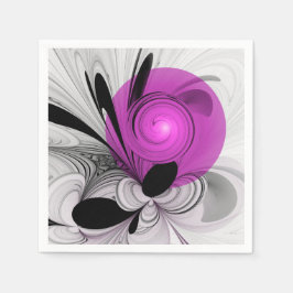 Abstract Black Gray With Magenta Fractal Art スタンダードカクテルナプキン