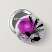 Abstract Black Gray With Magenta Fractal Art 缶バッジ (正面&裏面)