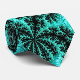 Abstract Black Green Fractal Pattern ネクタイ