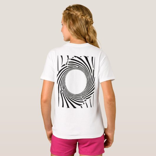 Abstract Black Hole Spiral Line Art  Tシャツ (裏面フル)