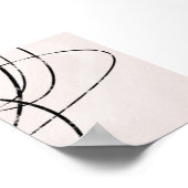 Abstract Black Line Art on Beige ポスター (角)