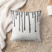 Abstract Black Paint Drops And Stripes クッション (ブランケット)