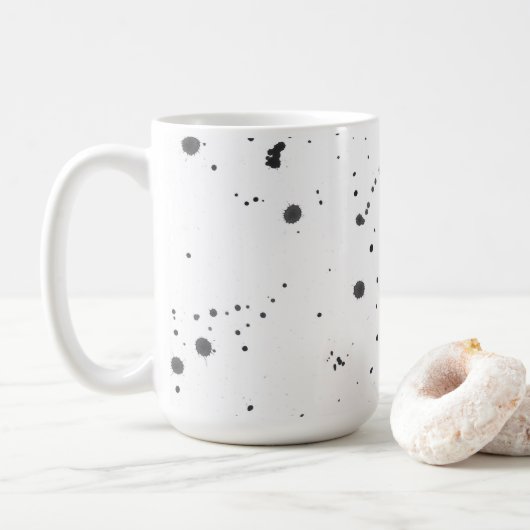 Abstract Black Paint Splash & Splatter Pattern コーヒーマグカップ (ドーナツ)