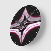 Abstract Black Pink Symmetrical Fractal ラウンド壁時計 (傾斜)