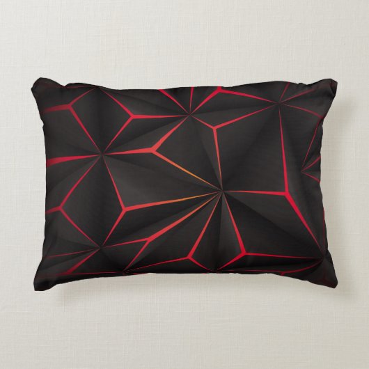 Abstract black polygon red light futuristic techno アクセントクッション (正面)