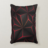 Abstract black polygon red light futuristic techno アクセントクッション (正面(垂直))
