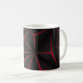 Abstract black polygon red light futuristic techno コーヒーマグカップ (正面右)
