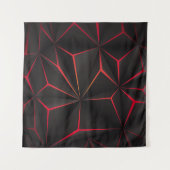 Abstract black polygon red light futuristic techno タペストリー (正面(横))