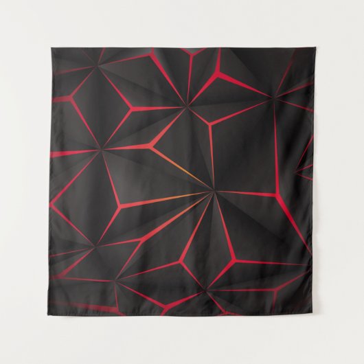 Abstract black polygon red light futuristic techno タペストリー (正面)