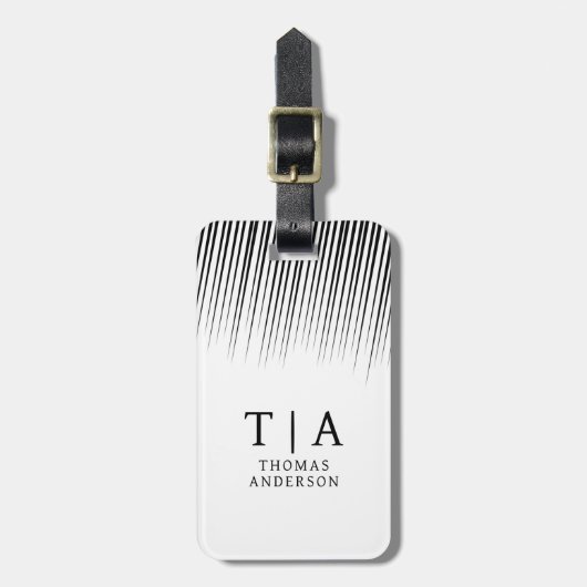 Abstract Black & White Geometric Background ラゲッジタグ (正面縦)