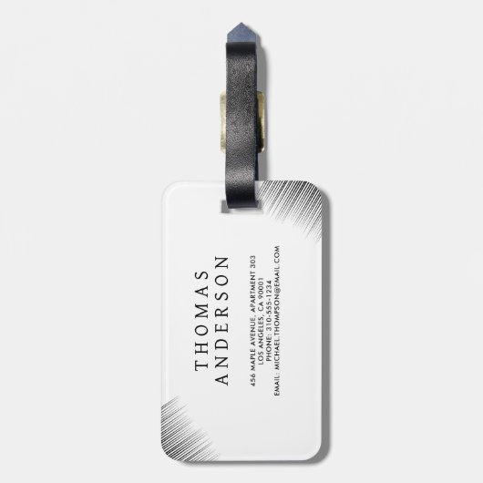 Abstract Black & White Geometric Background ラゲッジタグ (裏面縦)