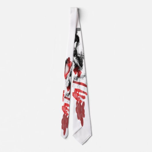 Abstract Black White Gray And Red Doodle Art Tie ネクタイ (裏面)